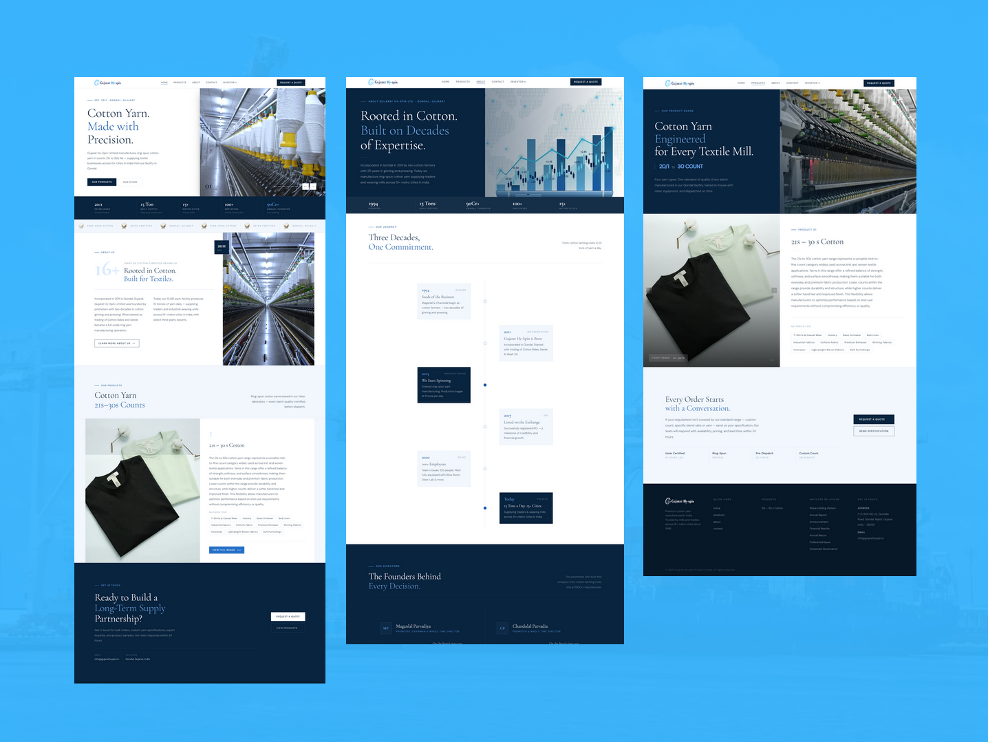 Homepage with hero slider showcasing manufacturing capability and brand narrative