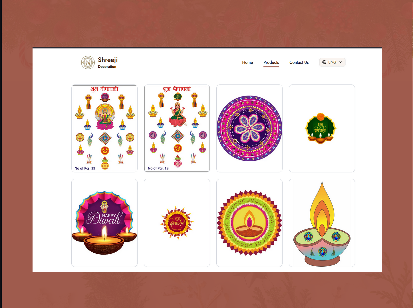 Specific Products page with showcasing images